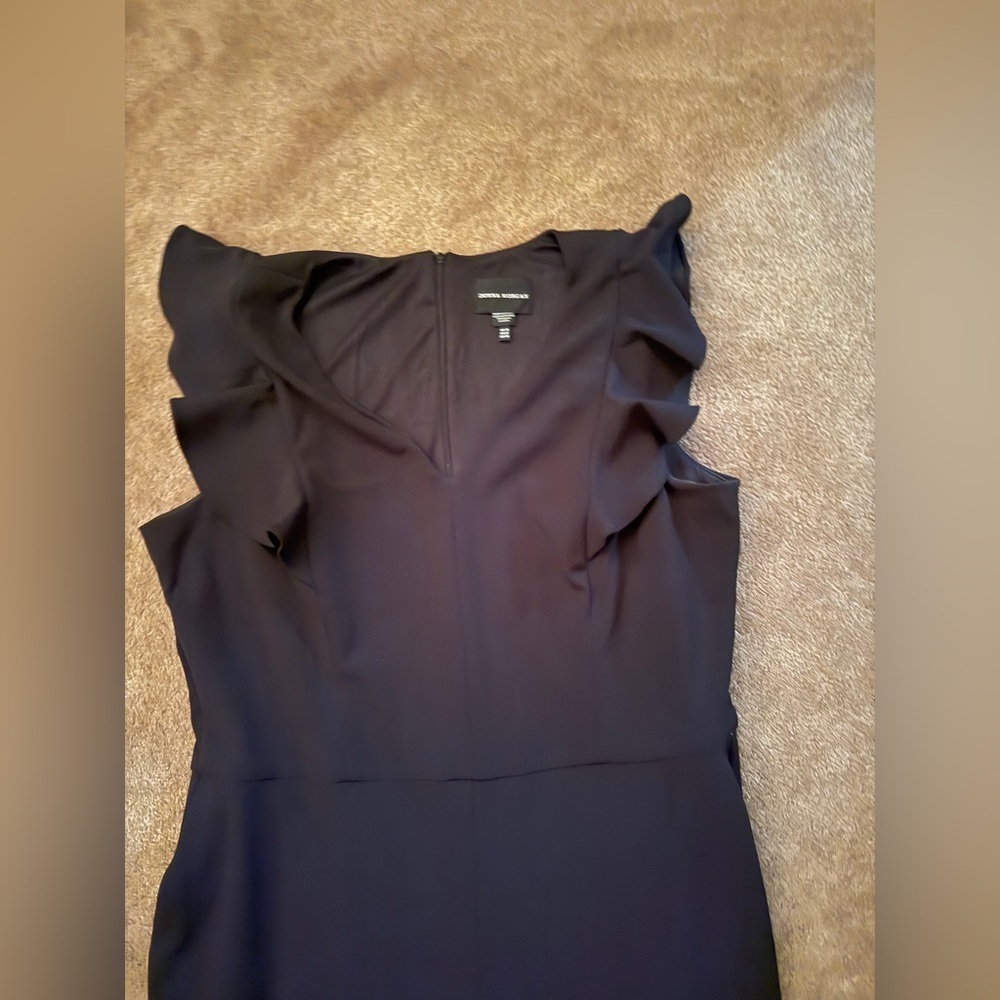 Donna Morgan Black Ruffle Shoulder - Wide Leg Jumpsuit sz 18 - Picture 2 of 6